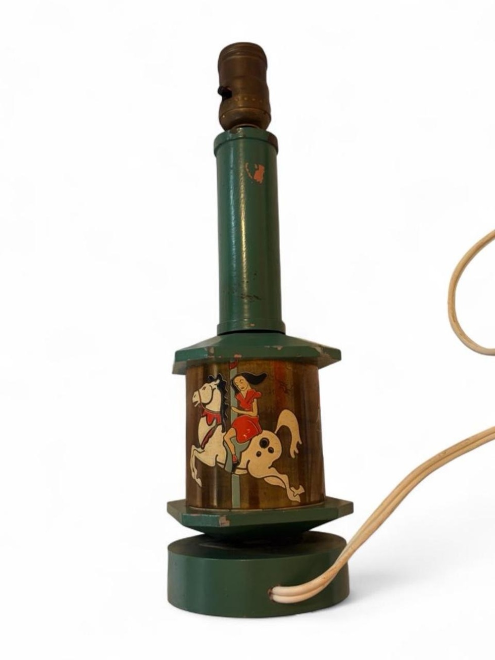 Green Carousel Horse Table Lantern Lamp - Unbranded